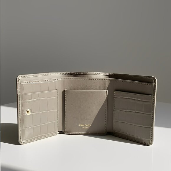 Jimmy Choo NEMO Croc-Embossed Wallet – Sand - Picture 4 of 9